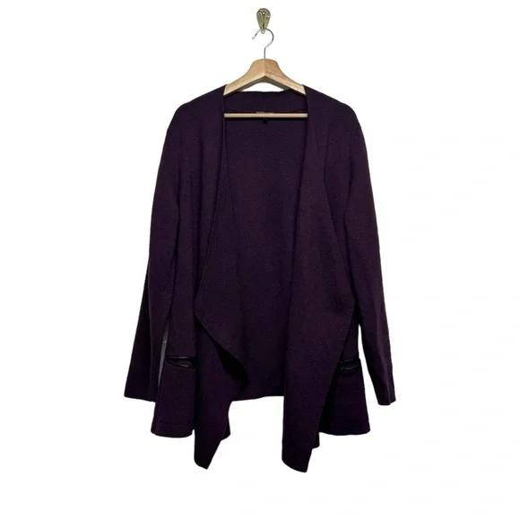 EILEEN FISHER 100% Merino Wool Sweater Cardigan Purple 1X - Picture 5 of 11
